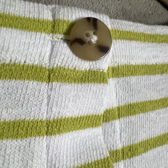 J Jill Shirt Womens XL Green Striped Cotton Short Sleeve Boxy Relaxed Lagenlook - Picture 5 of 10